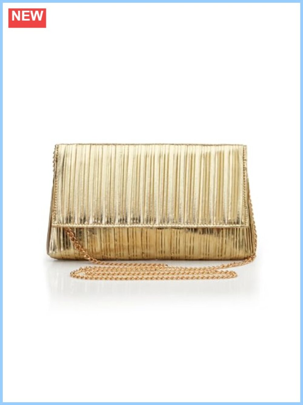 Pleated Flap Clutch Evening Bag with Chain for Formal Party